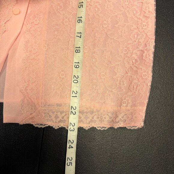 VTG Pink Lace Pajama Set Womens Size 32 Nylon 2-Piece Sleepwear Short Sleeve - Picture 13 of 13